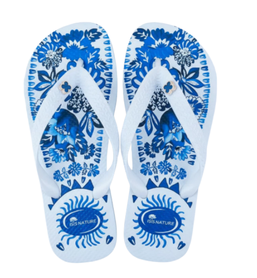 Chinelo Floral Azul Elegante