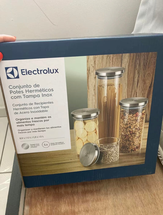 Kit 4 Potes Herméticos Electrolux Vidro Luxuary Vedação