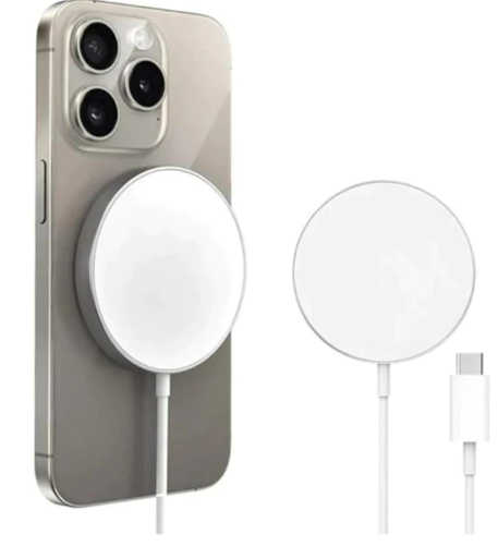 Carregador Magnético Cabo Indução Para iPhone / USB-C / 15W