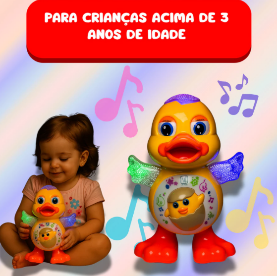 Brinquedo Pato infantil com movimento e música