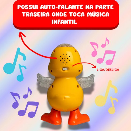 Brinquedo Pato infantil com movimento e música