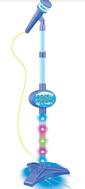Microfone Infantil com Pedestal, Luzes e Conexão P2