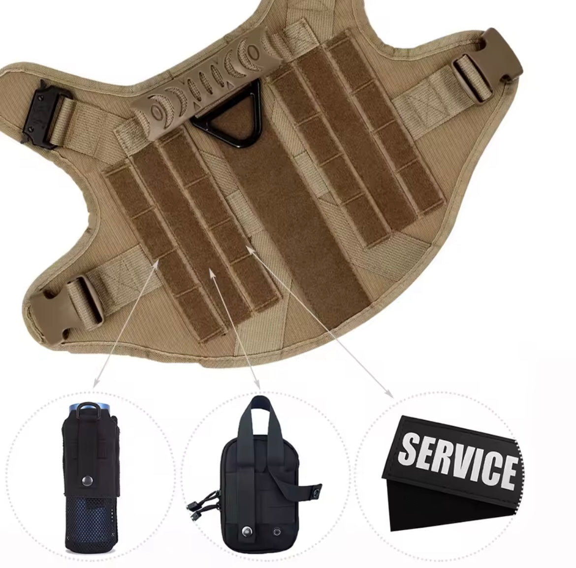 Colar Peitoral Tático Militar para Cães de Grande Porte