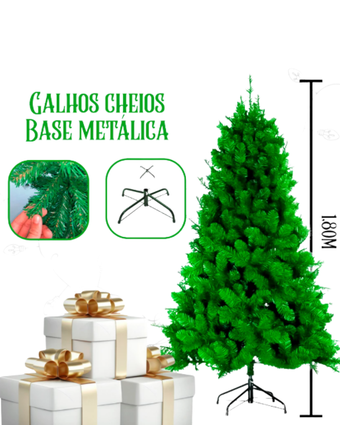 🎄 Árvore de Natal de Luxo Verde – 1,20 m ou 1,80 m